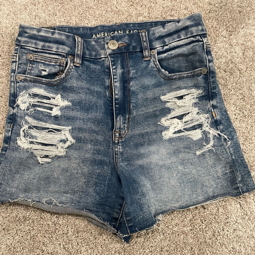 American Eagle Outfitters Blue High-Waisted Jean Shorts